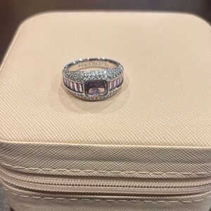 Amethyst on Rhodium Ring